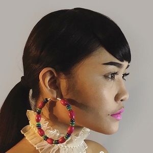 Handmade Oversized Hoops beaded statement earrings